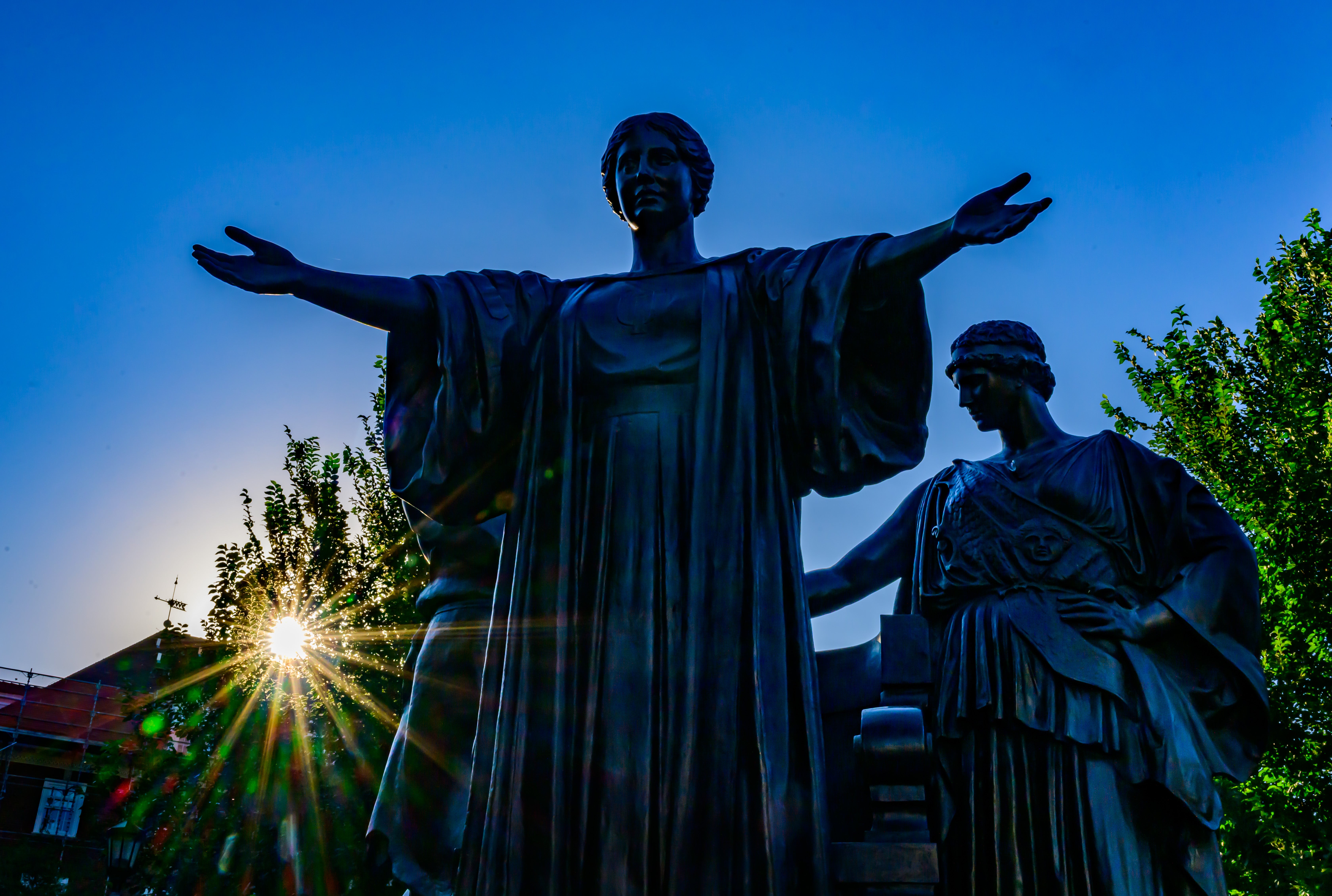 Alma Mater at dusk.
