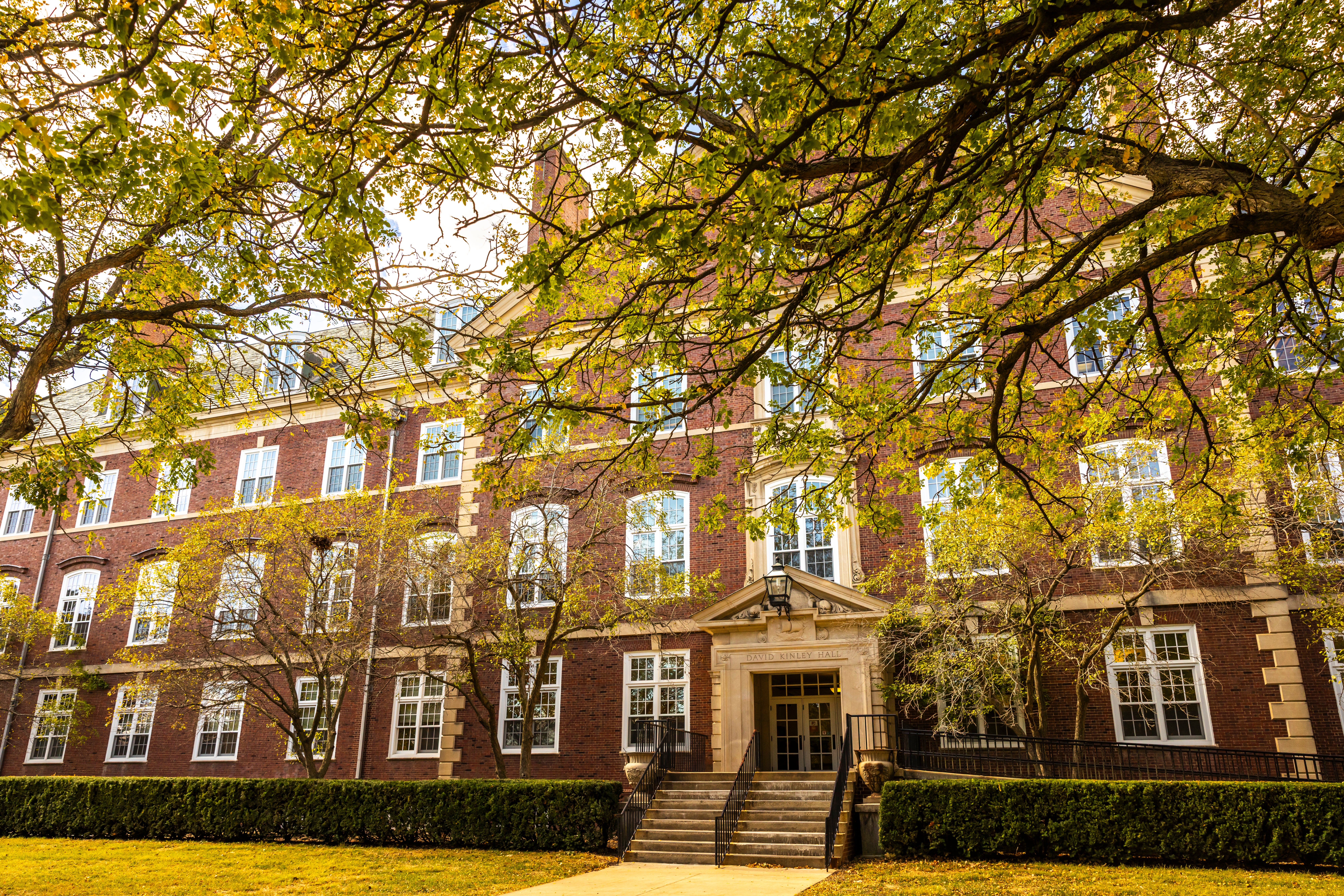 David Kinley Hall on a sunny day.