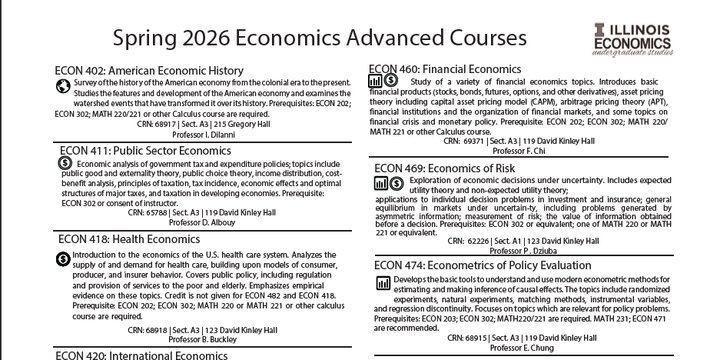 Spring 2026 Economics Advanced Courses