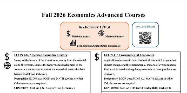 Fall 2026 Economics Advanced Courses handout