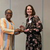 Jamie Thomas-Ward receives her AP Award from Dean Patton