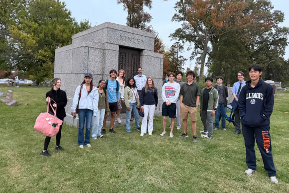 The Grave Walkers at their final destination, David Kinley's grave.